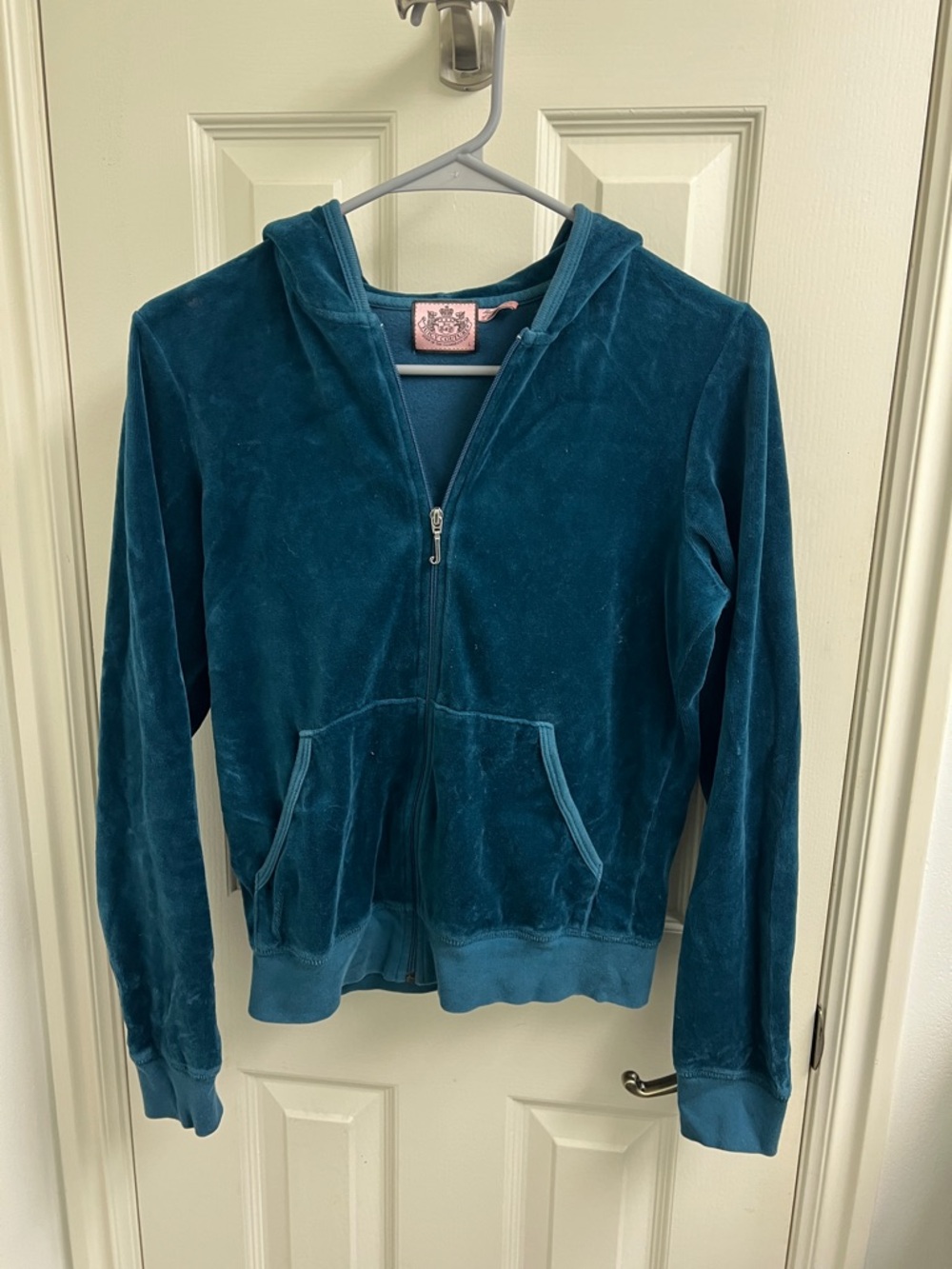 Juicy Couture Teal Velour Zip Hoodie size L